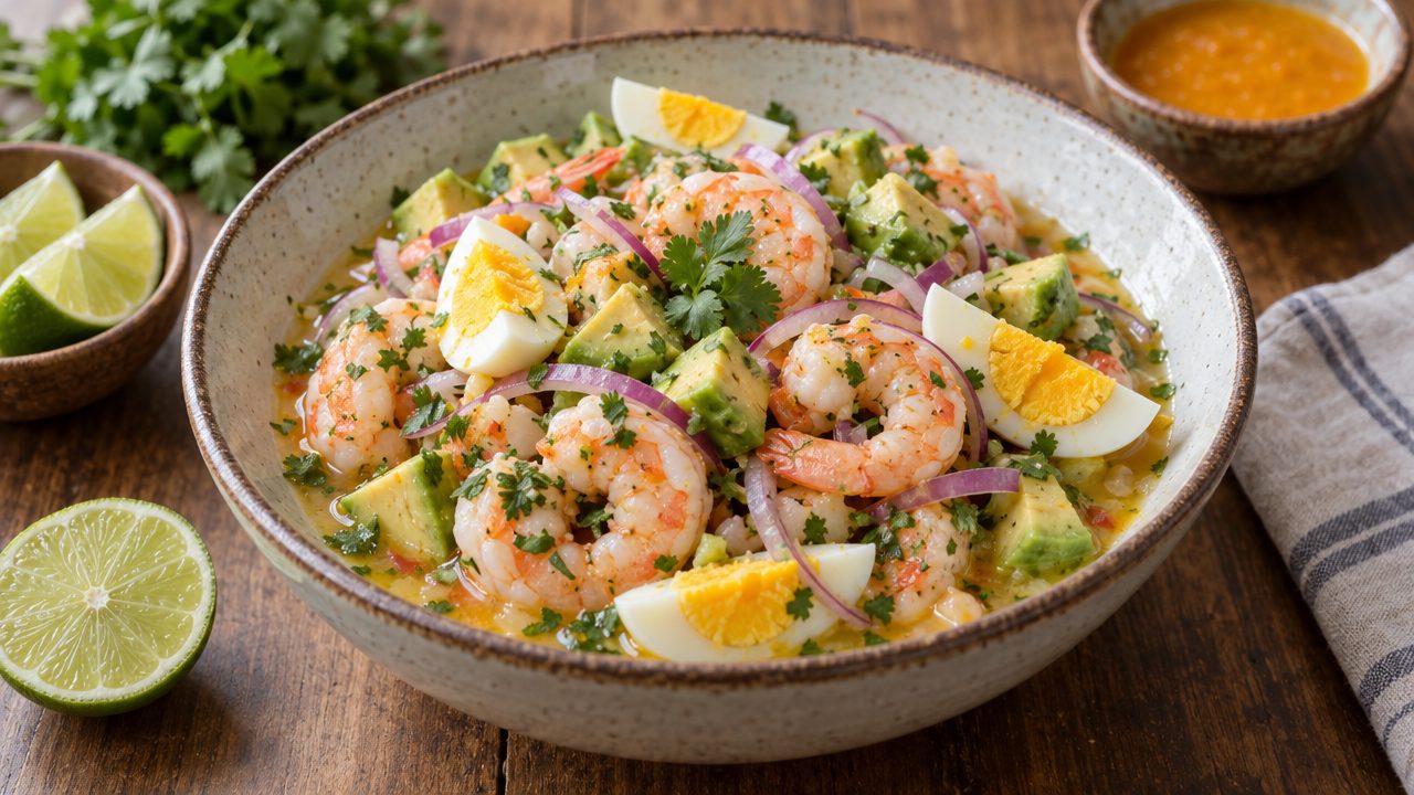 Breakfast Ceviche, plated and ready to serve