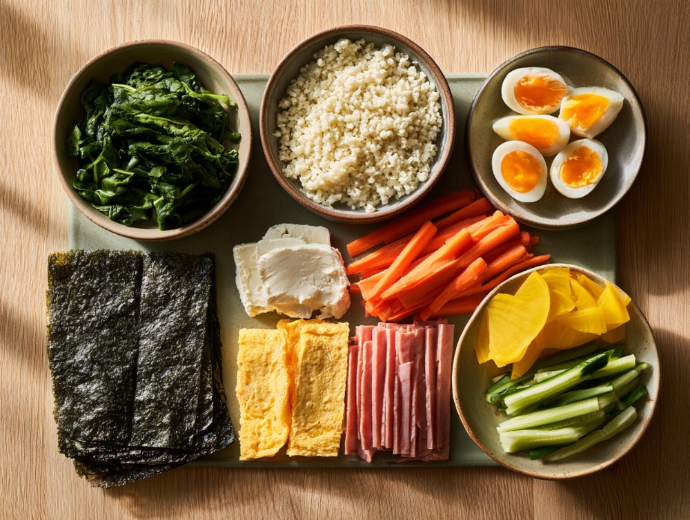Ingredients for Korean Gimbap