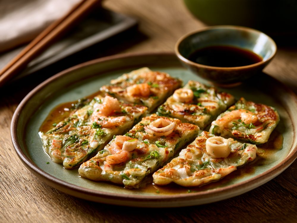 Korean Haemul Pajeon, Seafood Scallion Pancake