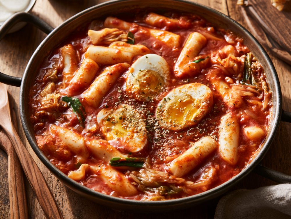 Korean Tteokbokki, plated and ready to serve