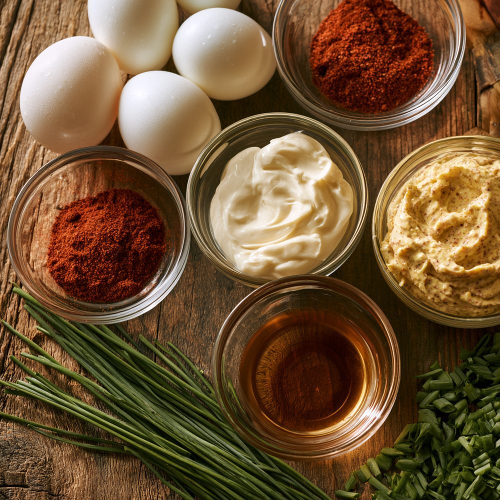 Ingredients for Deviled Eggs with Smoked Paprika