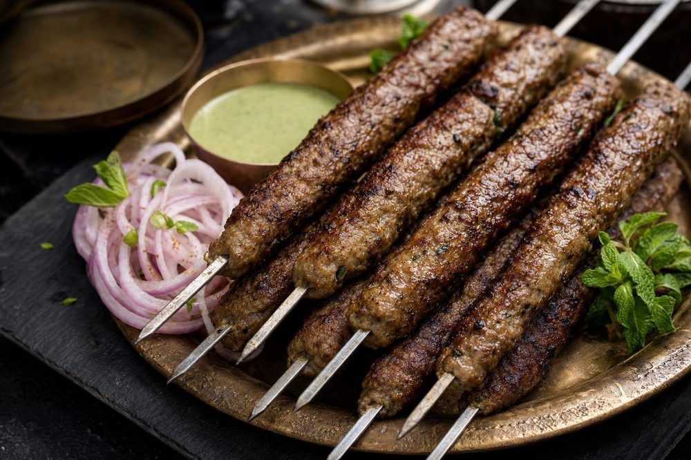 Seekh Kebab, plated and ready to serve