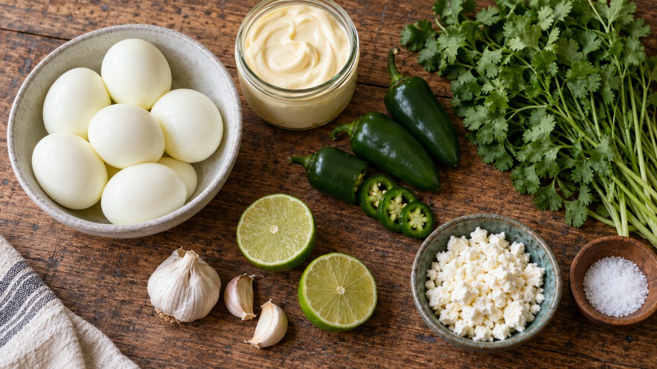 Ingredients for Aji Verde Deviled Eggs