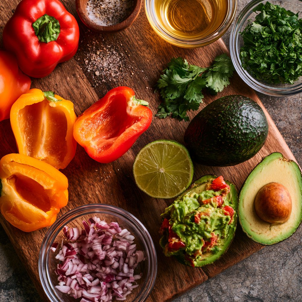 Ingredients for Guacamole Stuffed Mini Bell Peppers