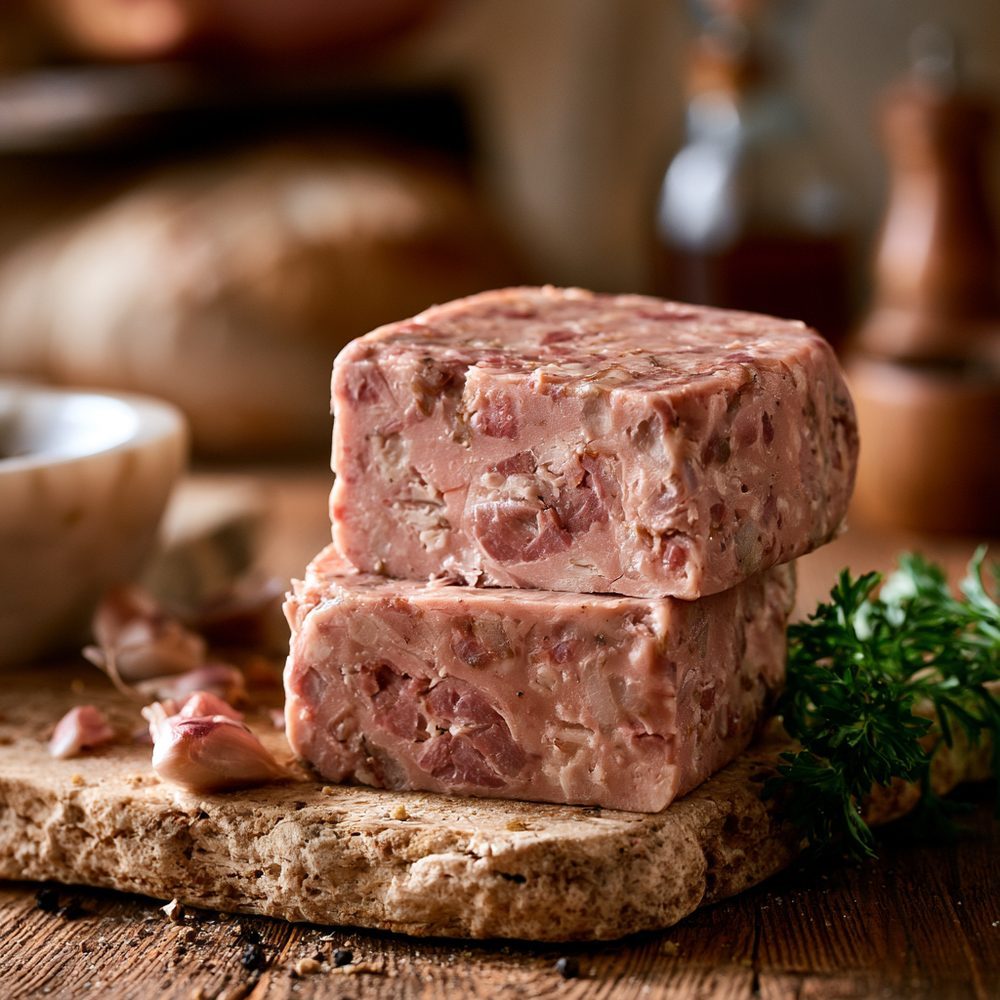 Polish Salceson, Head Cheese, plated and ready to serve