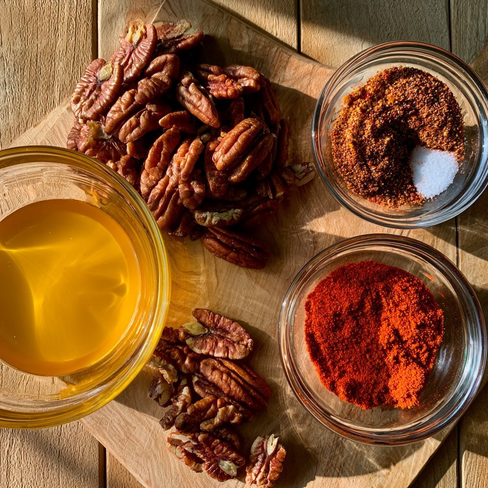 Ingredients for Cajun Spiced Pecans