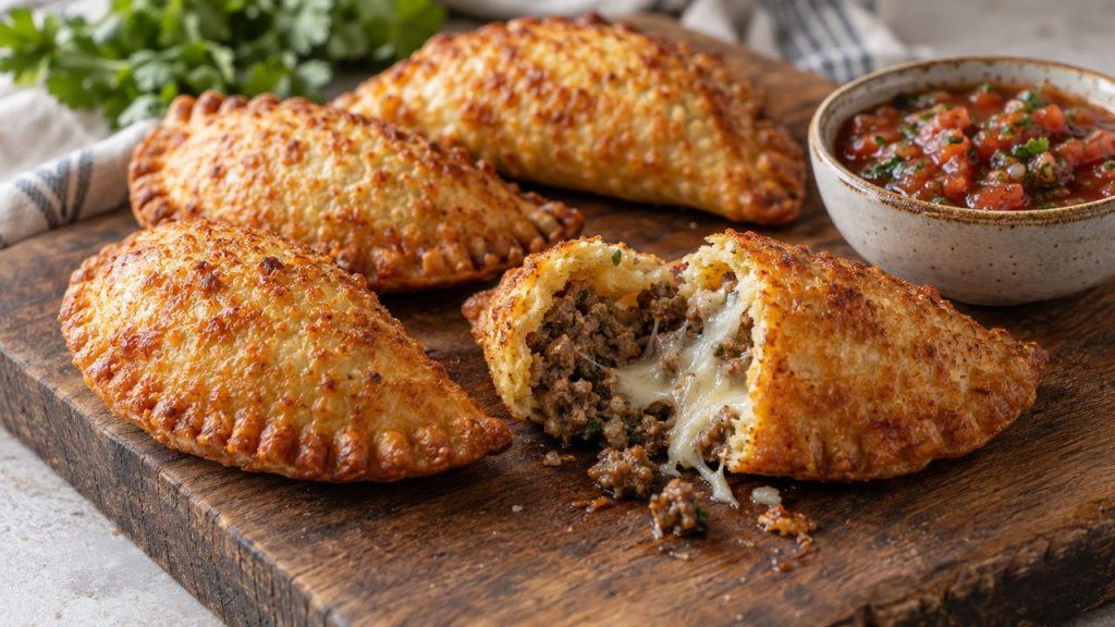 Crispy Cheese Empanadas, plated and ready to serve