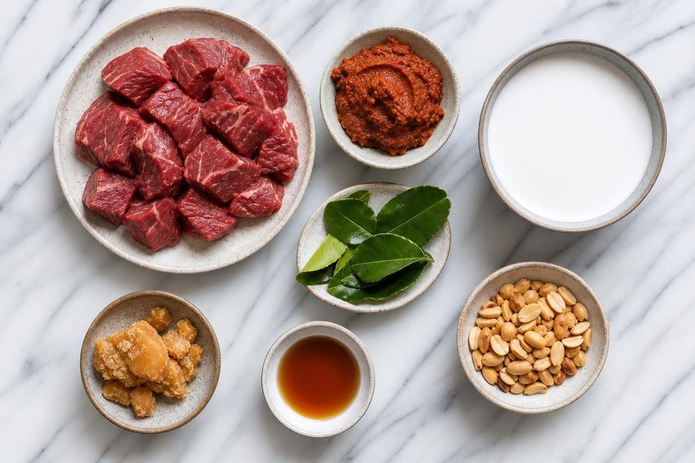 Ingredients for Kaeng Panang Neua Panang Beef Curry