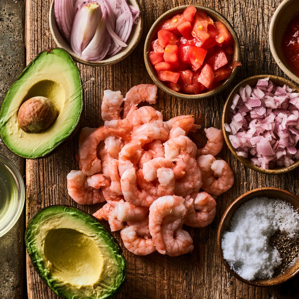 Ingredients for Avocado Ceviche Cups