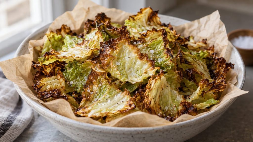 Keto Irish Cabbage Chips, plated and ready to serve