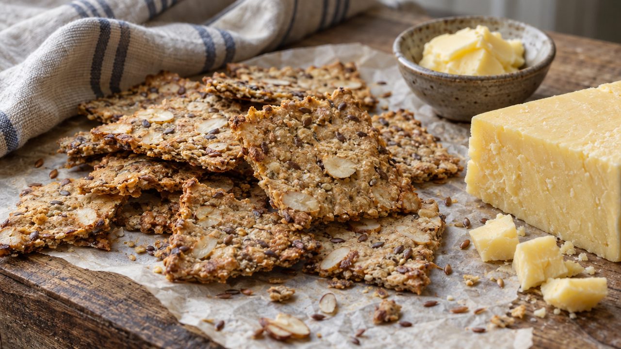 Keto Irish Soda Bread Crackers, plated and ready to serve