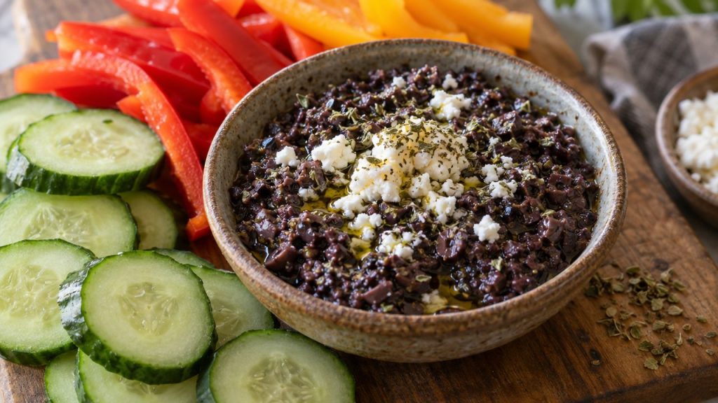 Olive & Cheese Tapenade, plated and ready to serve