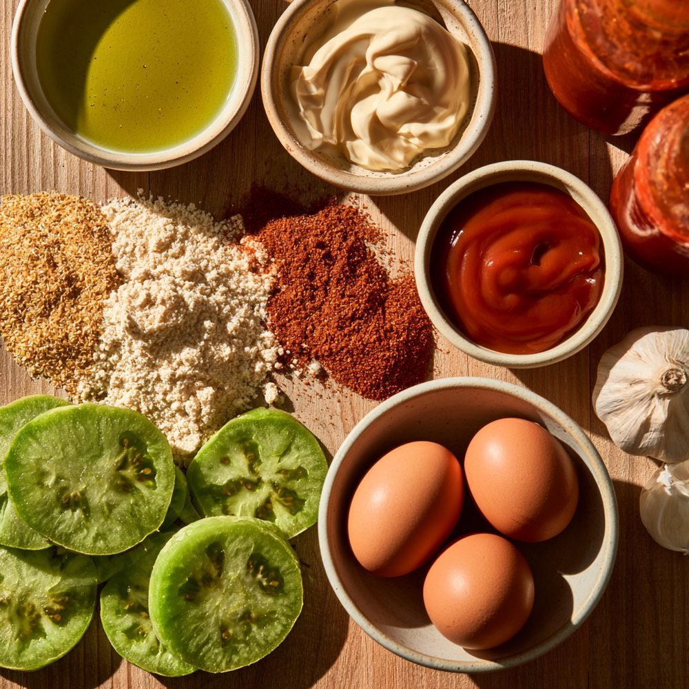 Ingredients for Fried Green Tomatoes with Comeback Sauce