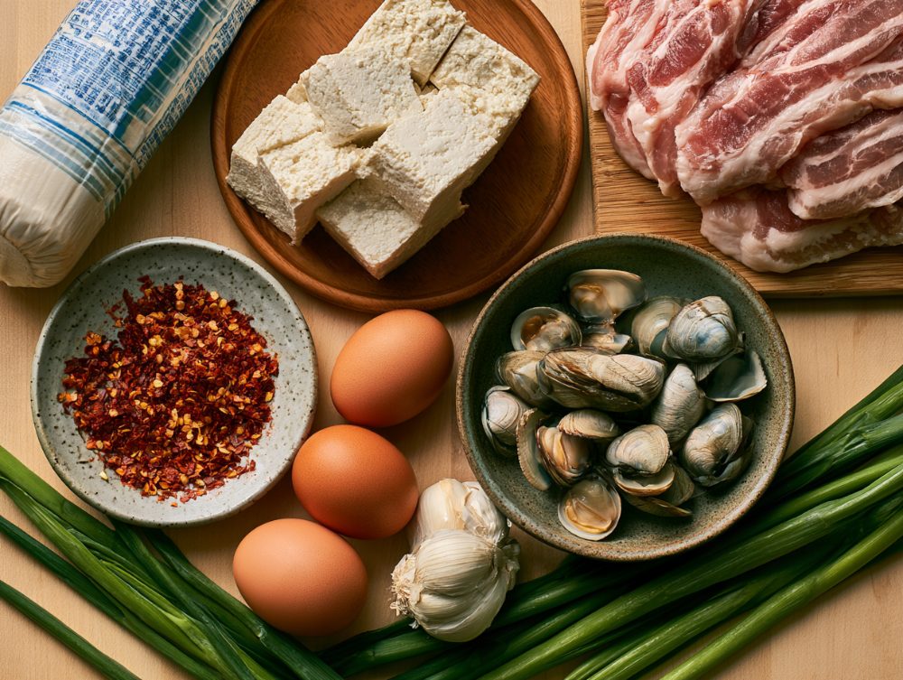 Ingredients for Korean Sundubu Jjigae