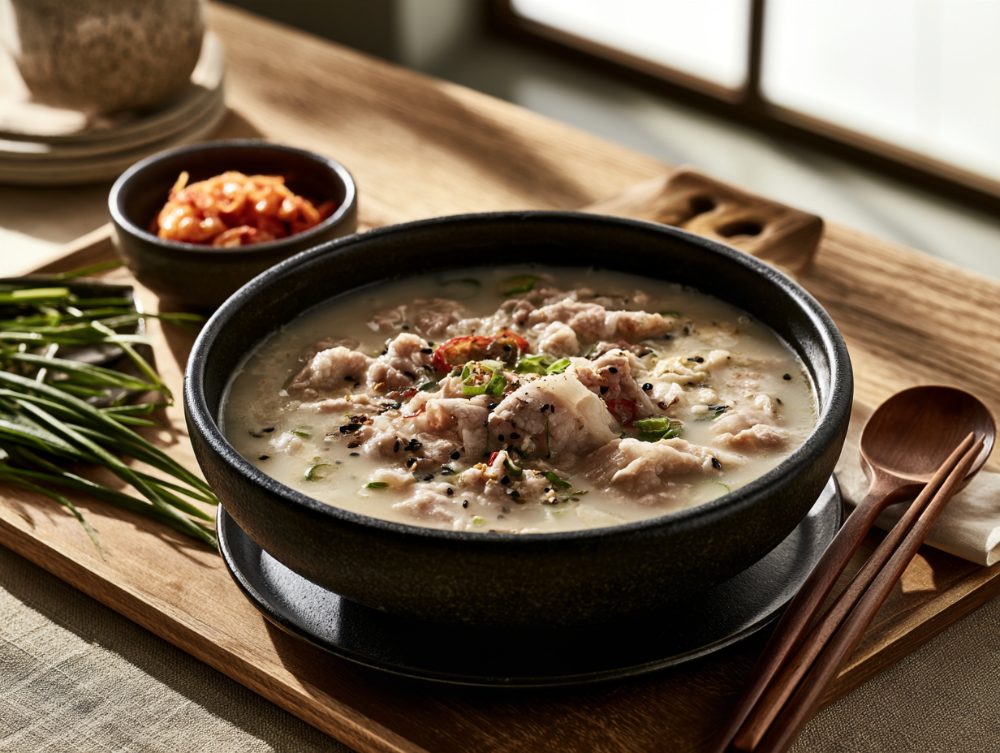 Korean Dwaeji Gukbap, plated and ready to serve