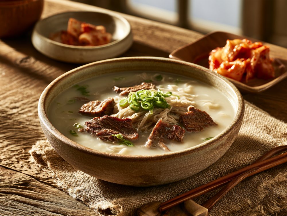Korean Seolleongtang, plated and ready to serve