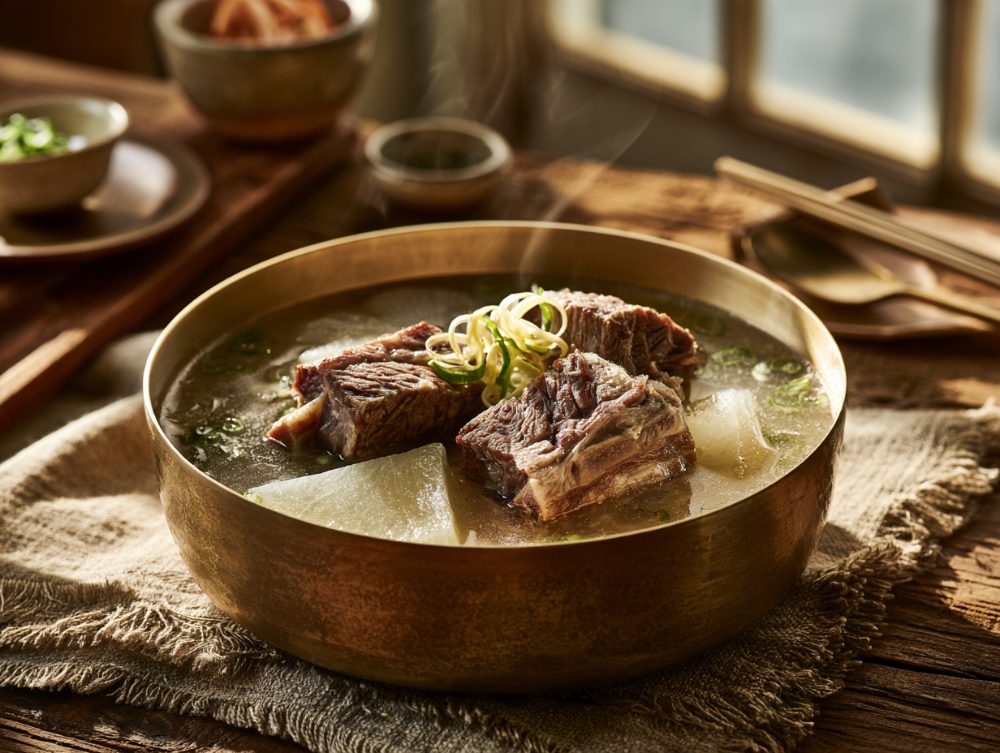 Korean Galbitang, plated and ready to serve