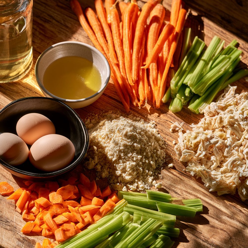 Ingredients for Classic Matzah Ball Soup, Almond Flour Balls