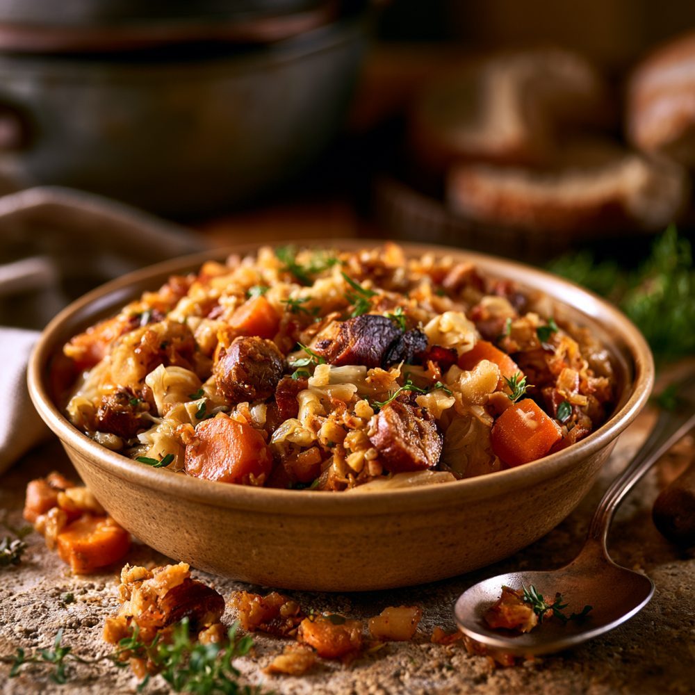 Polish Bigos, Hunter's Stew, plated and ready to serve