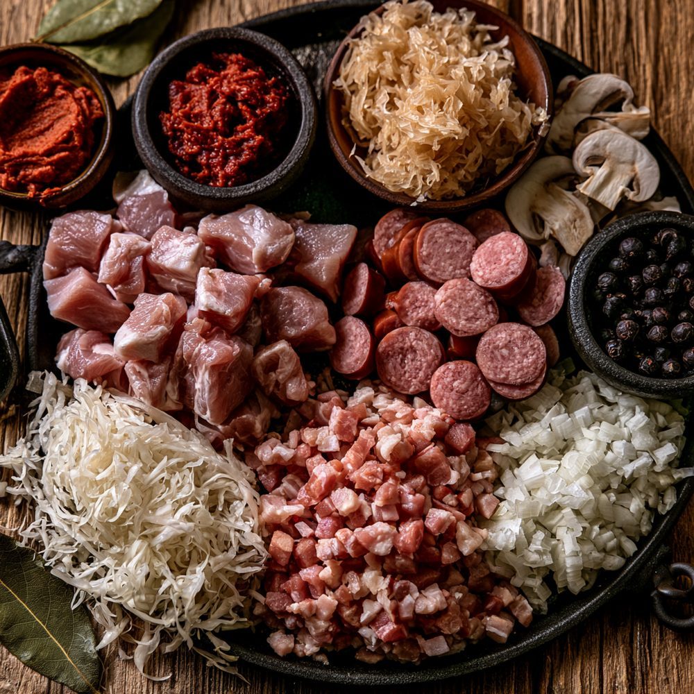 Ingredients for Polish Bigos, Hunter's Stew