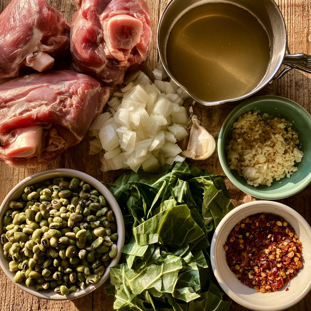 Ingredients for Field Pea and Ham Hock Stew