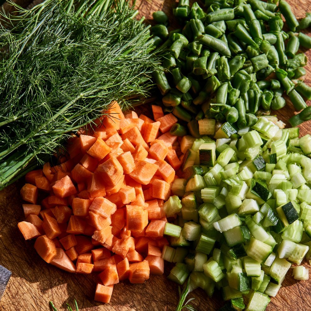 Ingredients for Hearty Vegetable and Dill Soup