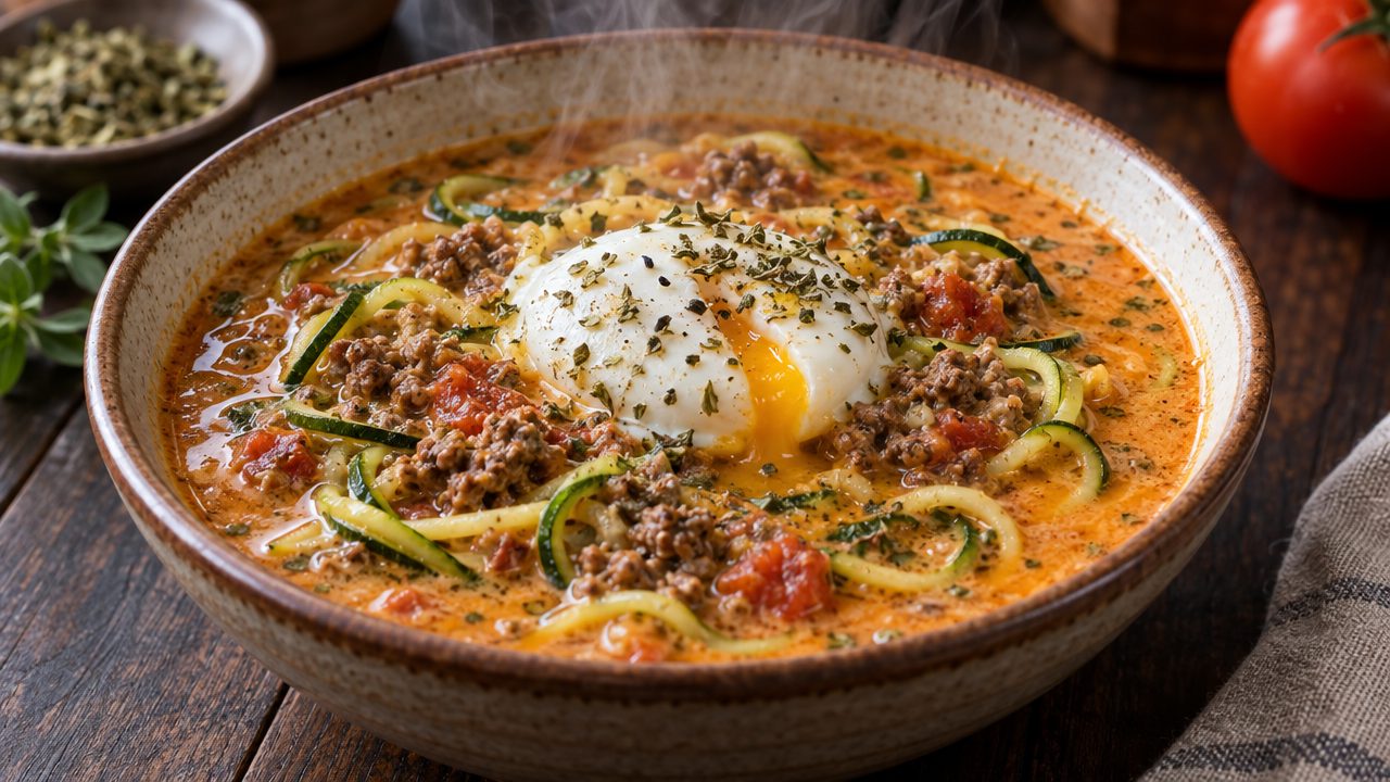 Sopa Criolla Keto, plated and ready to serve