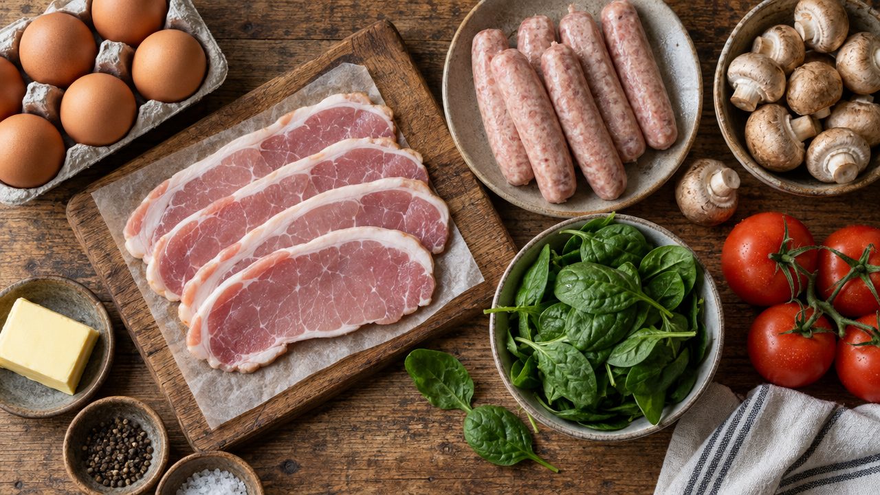 Ingredients for Keto Full Irish Breakfast