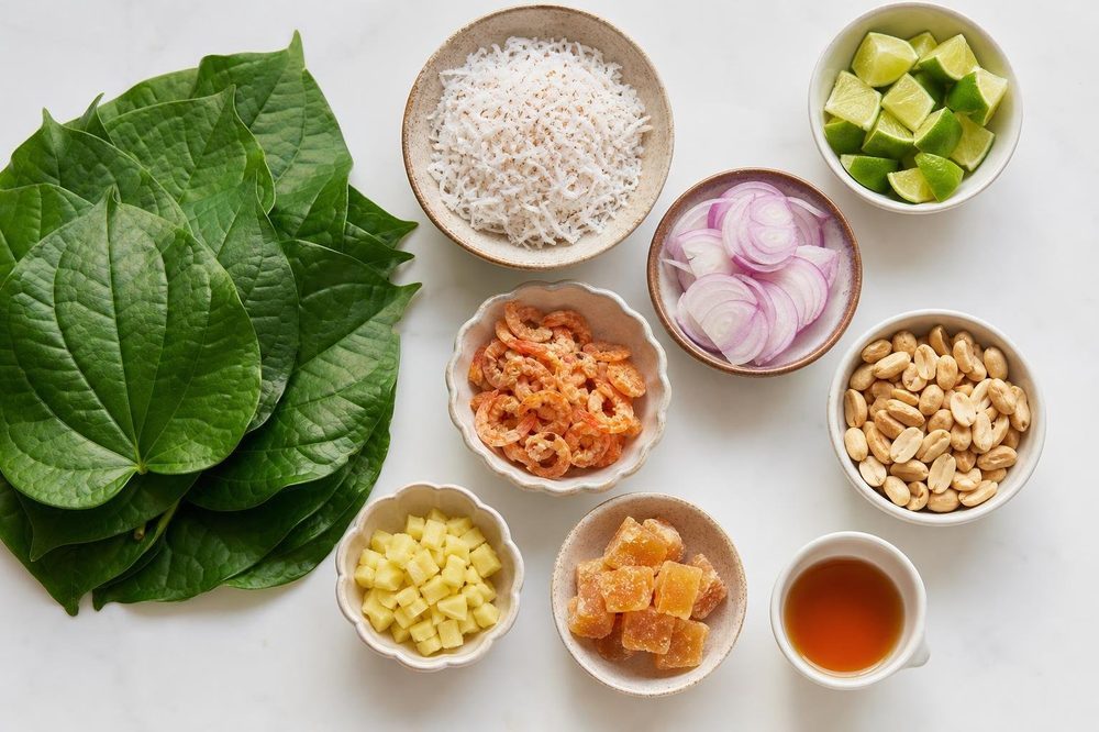 Ingredients for Miang Kham Betel Leaf Bites