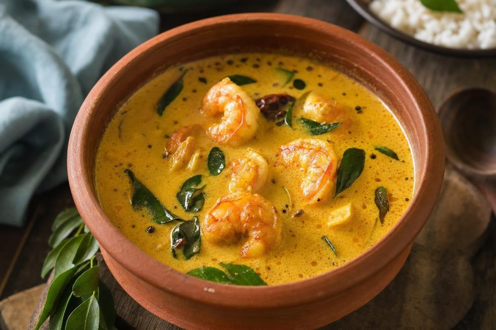 Malabar Prawn Soup, plated and ready to serve