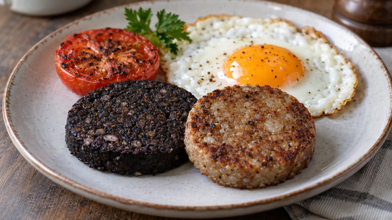 Keto Black and White Pudding, plated and ready to serve