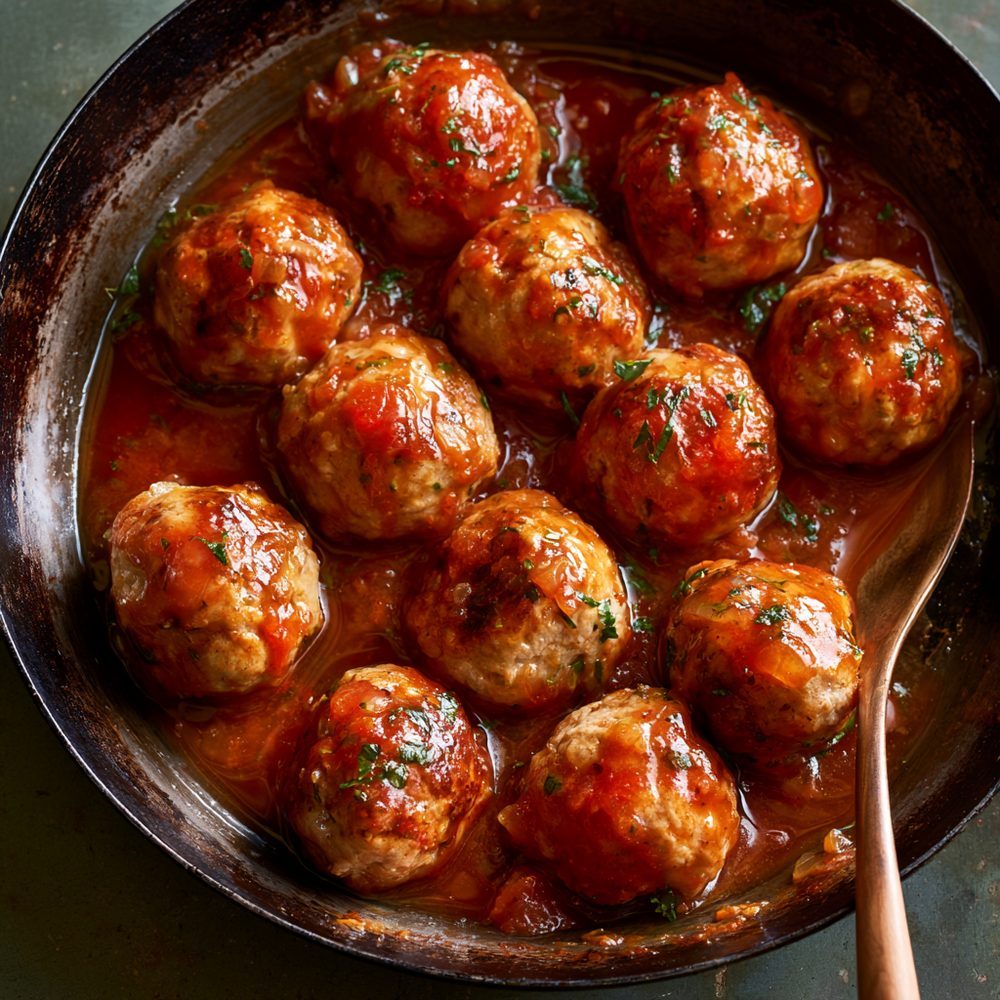 Sweet and Sour Turkey Meatballs, plated and ready to serve