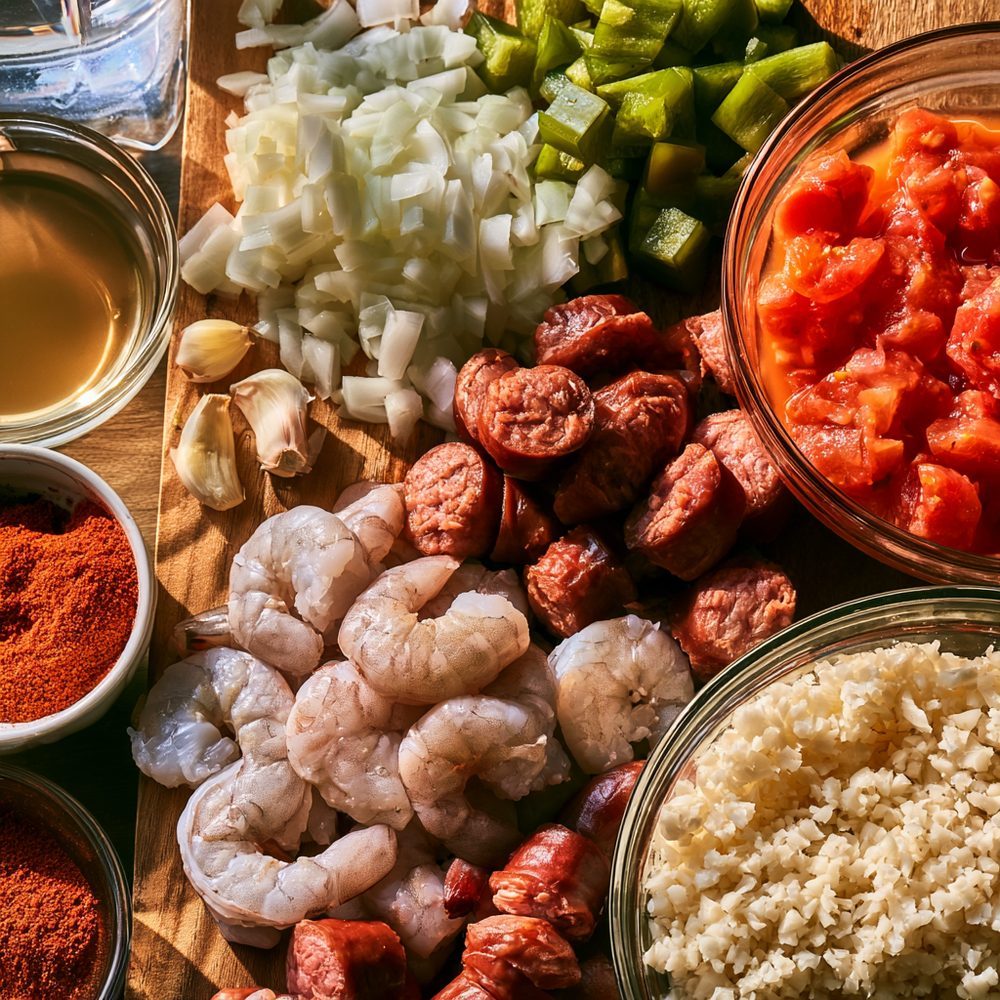 Ingredients for Shrimp Perloo, Cauliflower Rice