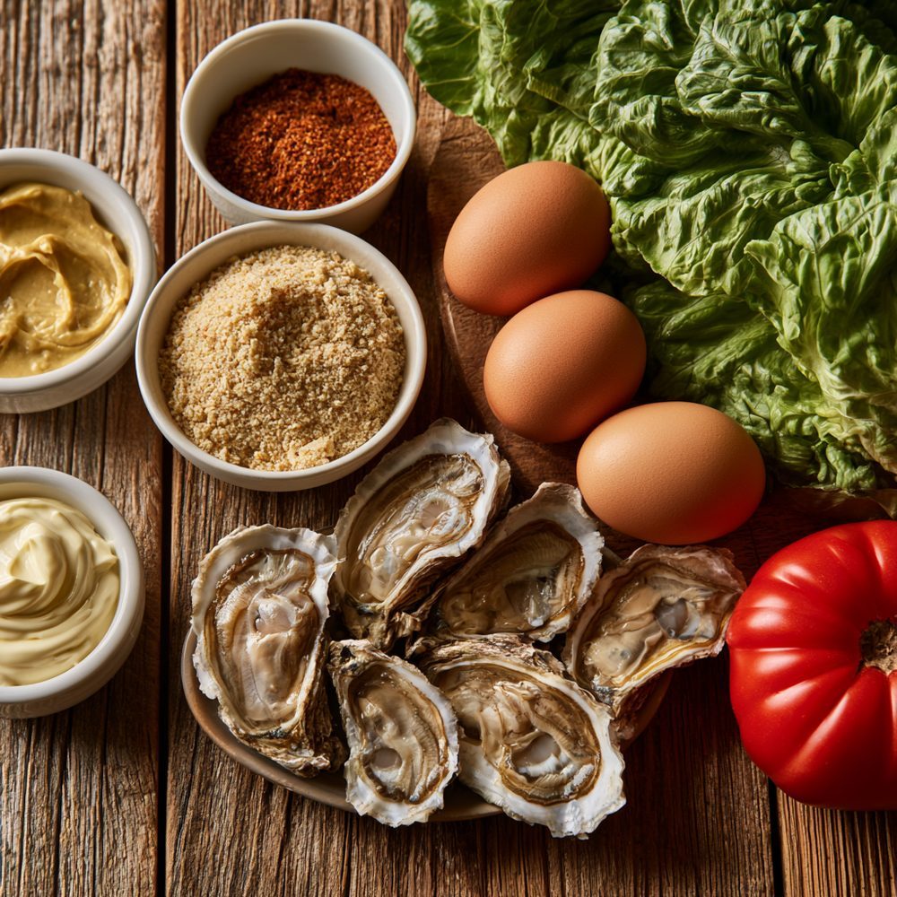 Ingredients for Oyster Po'boy Lettuce Wraps