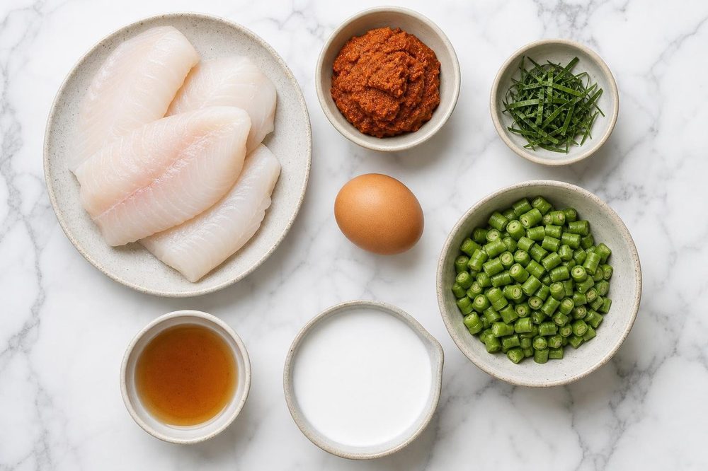 Ingredients for Tod Man Pla Thai Fish Cakes