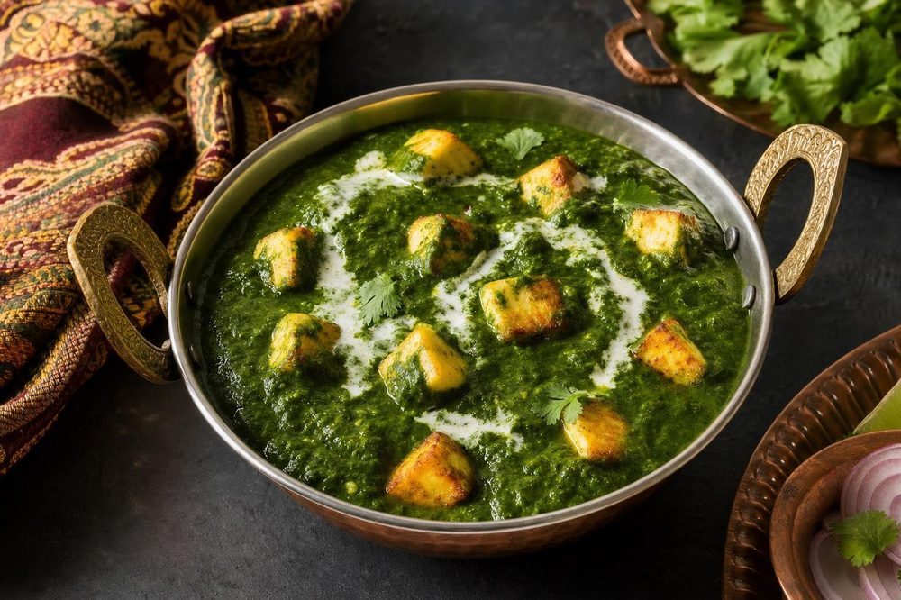 Palak Paneer, plated and ready to serve