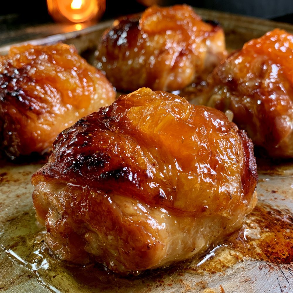 Sugar-Free Apricot Glazed Chicken Thighs, plated and ready to serve