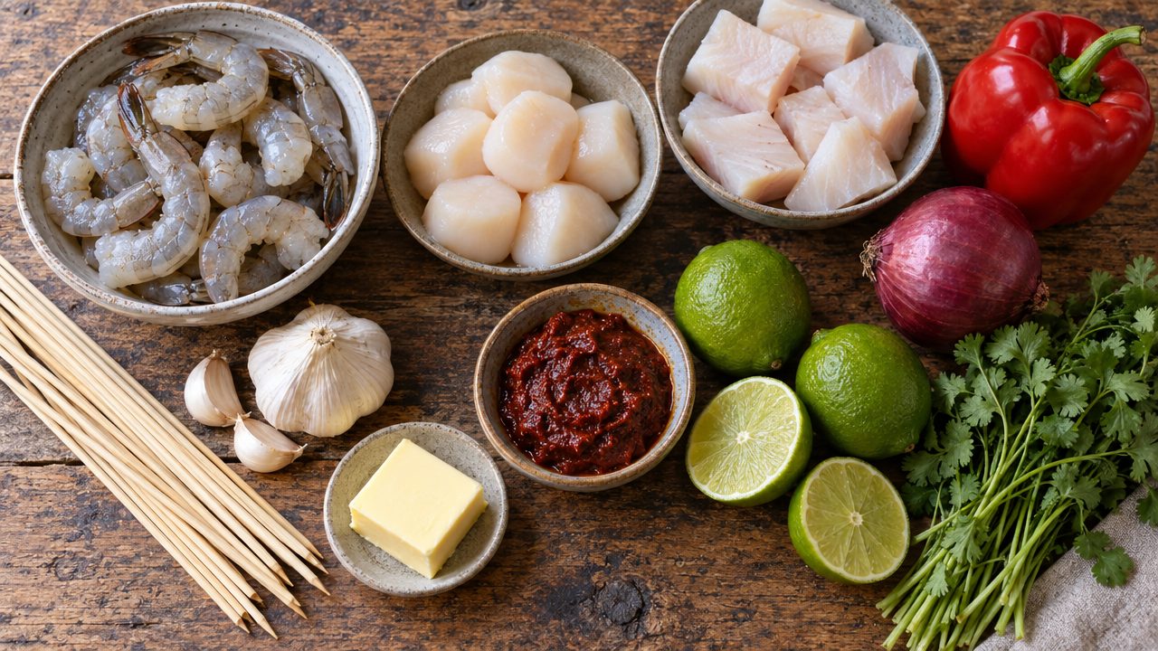 Ingredients for Brochetas de Mariscos