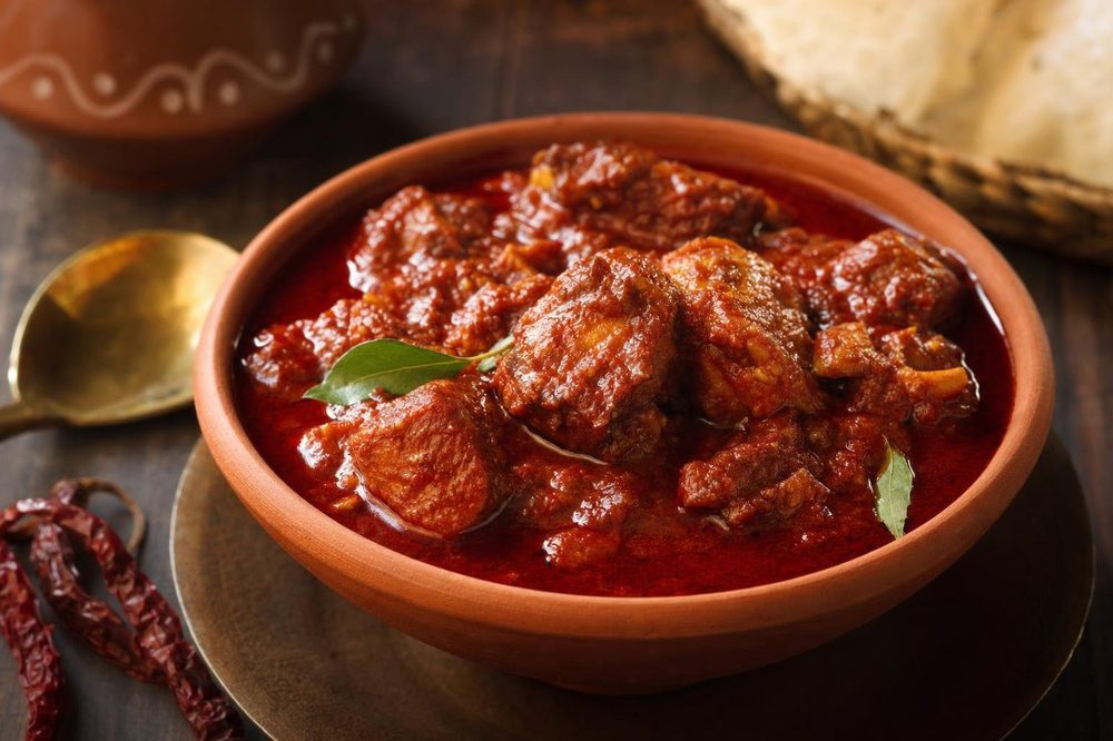 Pork Vindaloo, plated and ready to serve