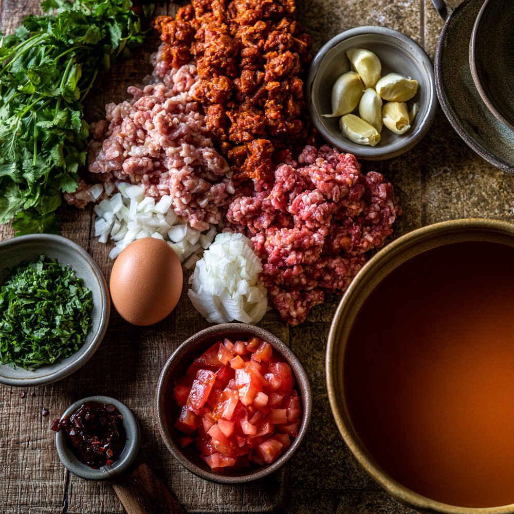 Ingredients for Spicy Albóndigas (Meatball) Soup