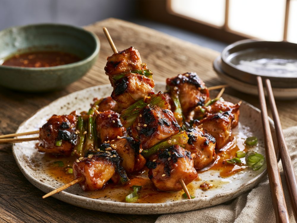 Korean Dak-kkochi, plated and ready to serve