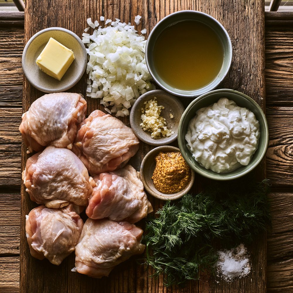 Ingredients for Polish Kurczak w Śmietanie, Chicken in Sour Cream