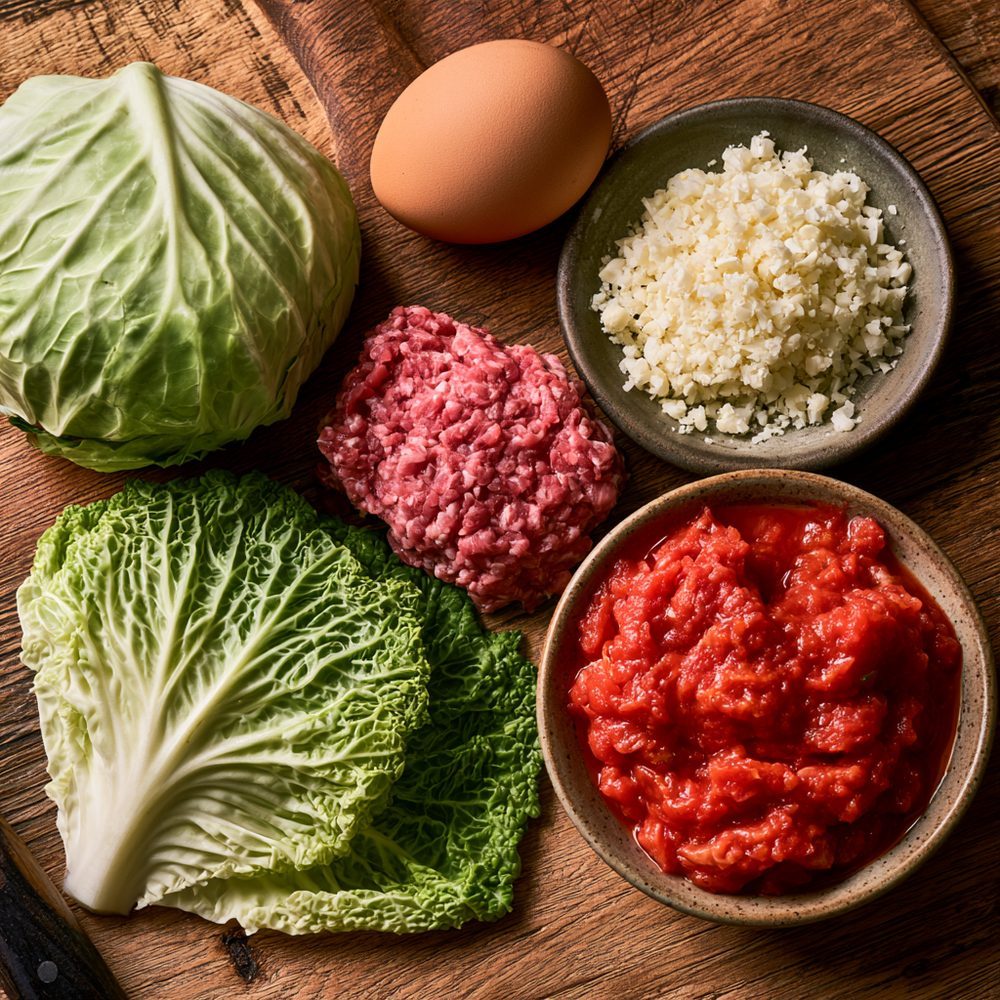 Ingredients for Stuffed Cabbage Rolls (Holishkes), Cauliflower Rice
