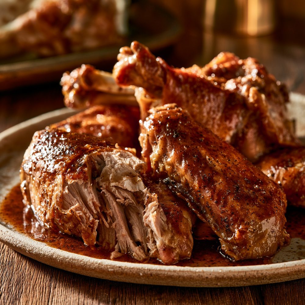 Smothered Turkey Wings, plated and ready to serve