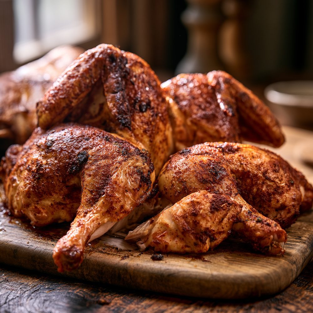 Polish Kurczak z Rożna, Rotisserie Chicken, plated and ready to serve