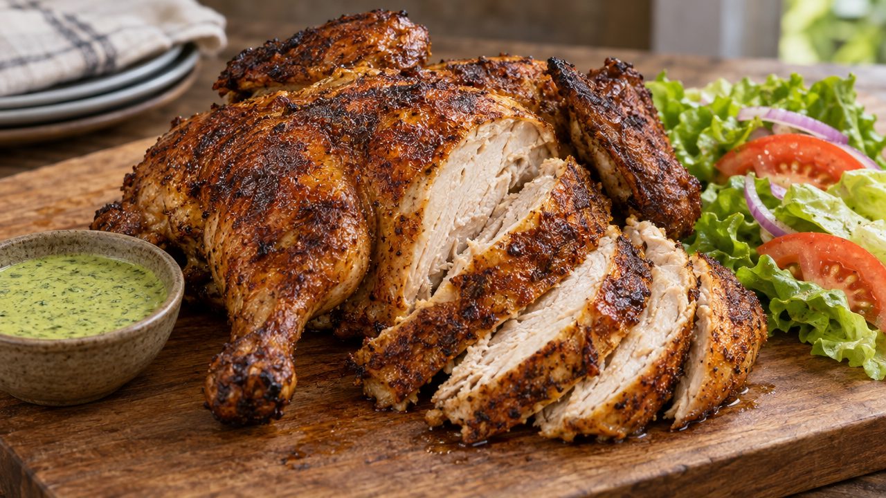 Pollo a la Brasa, plated and ready to serve