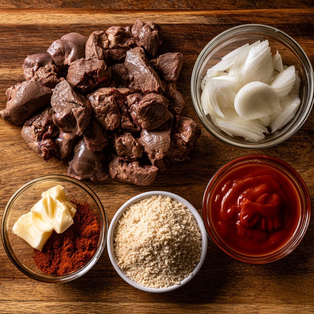 Ingredients for Chicken Livers and Onions