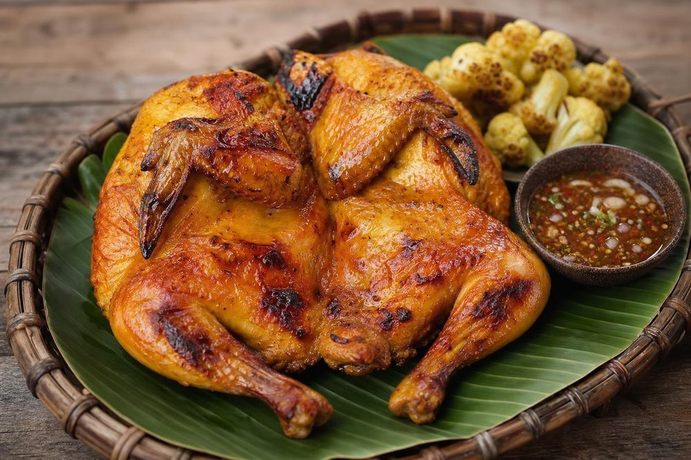 Gai Yang Thai Grilled Chicken, plated and ready to serve