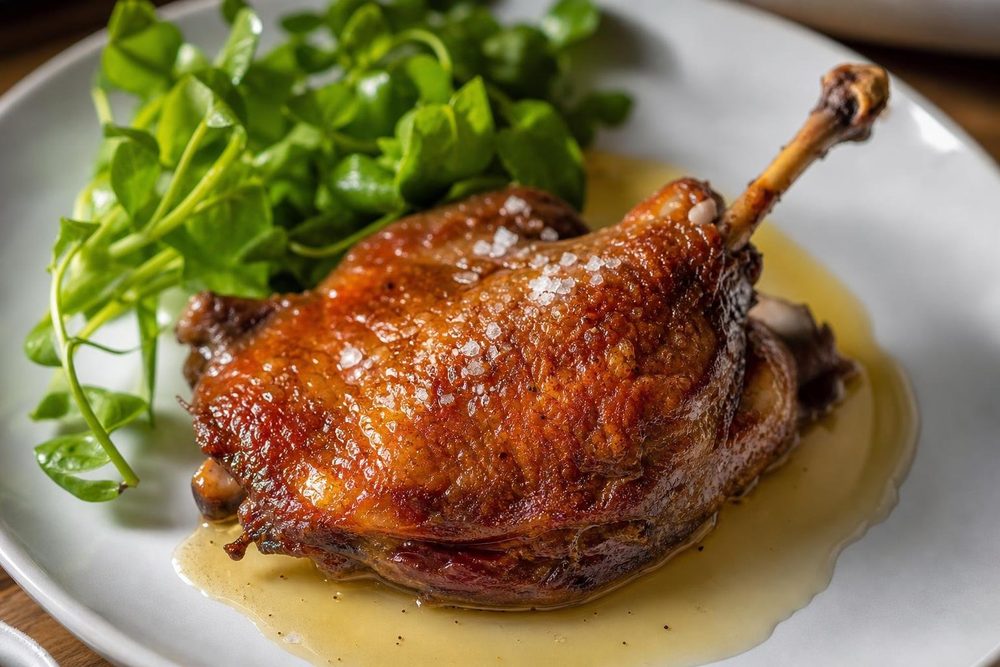 Confit de Canard Keto, plated and ready to serve