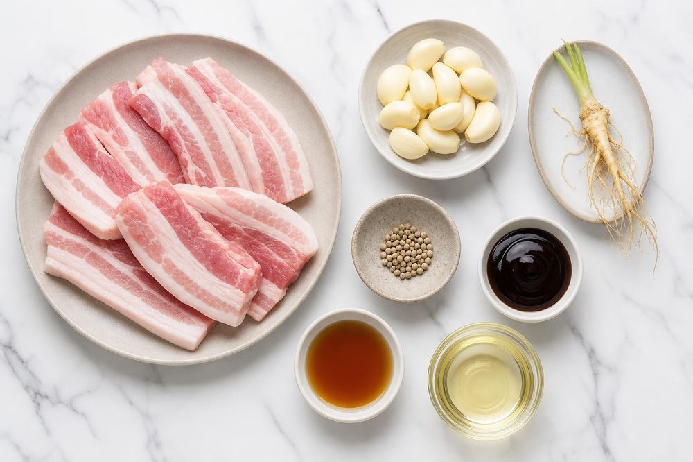 Ingredients for Moo Tod Kratiem Garlic Fried Pork